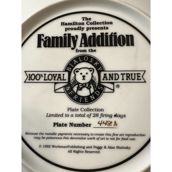 1992 Hamilton Bialosky Family Addition 8.25" Collector Plate - Picture 8 of 8